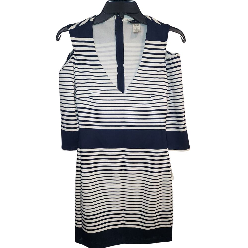NWT B. Darlin Women Navy Blue & White Horizontal Striped Mini Dress-Size 3/4